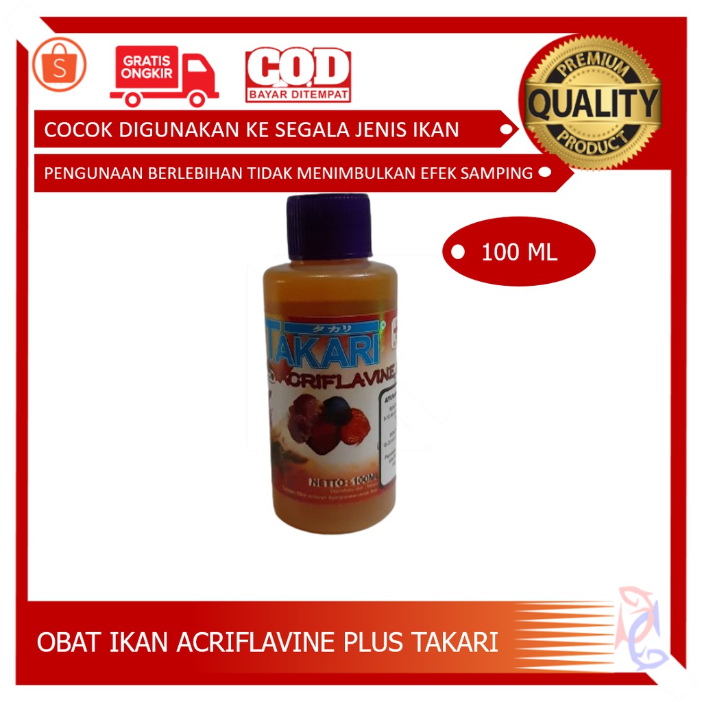 OBAT IKAN ACRIFLAVINE PLUS MERK TAKARI COCOK UNTUK OBAT IKAN HIAS OBAT IKAN KOI OBAT IKAN CUPANG