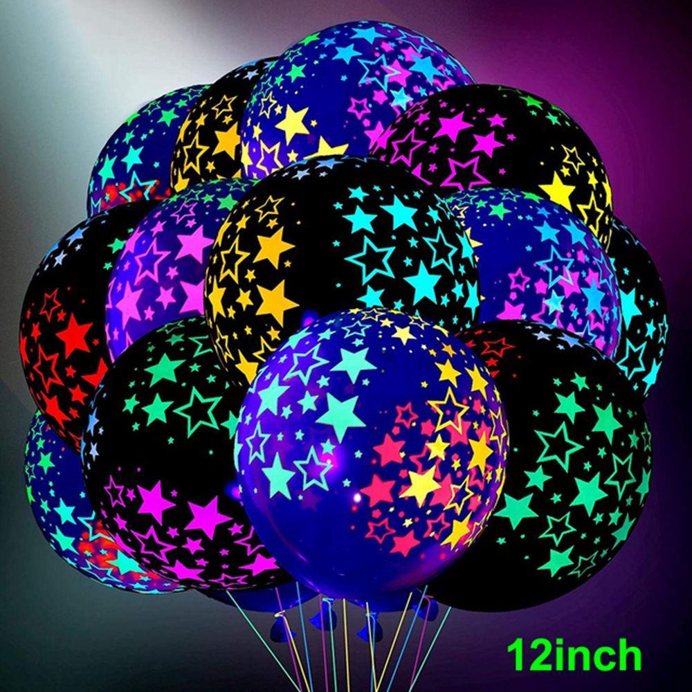 Rebuy Fluorescent Balloons 12inch 10pcs Anniversary Dekorasi Pernikahan Ulang Tahun Anak Tema Glow Balloons