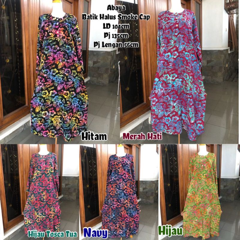 daster panjang gamis muslim batik smoke cap halus abaya