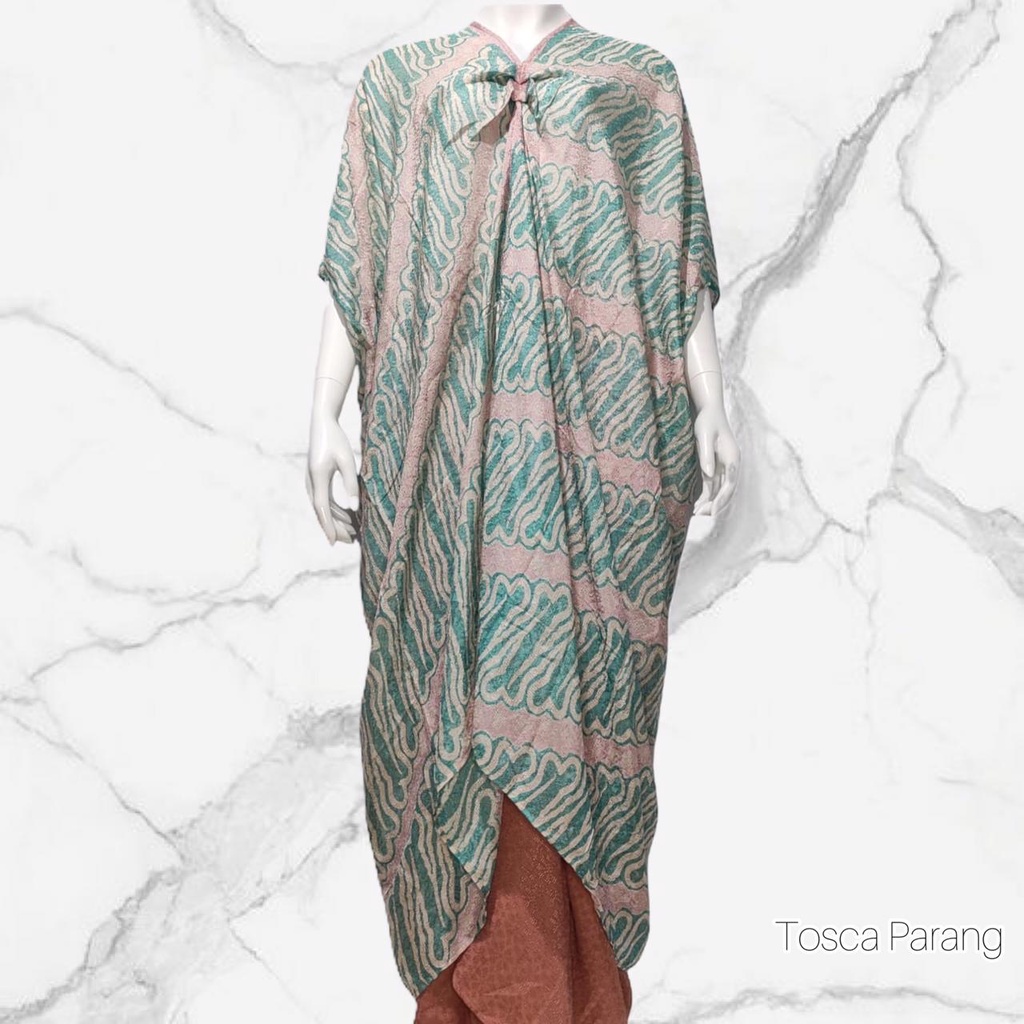 Kaftan Termurah Kaftan Motif Lace Sutra Viscose - Kaftan Lebaran Kondangan Pesta (Tosca Parang)