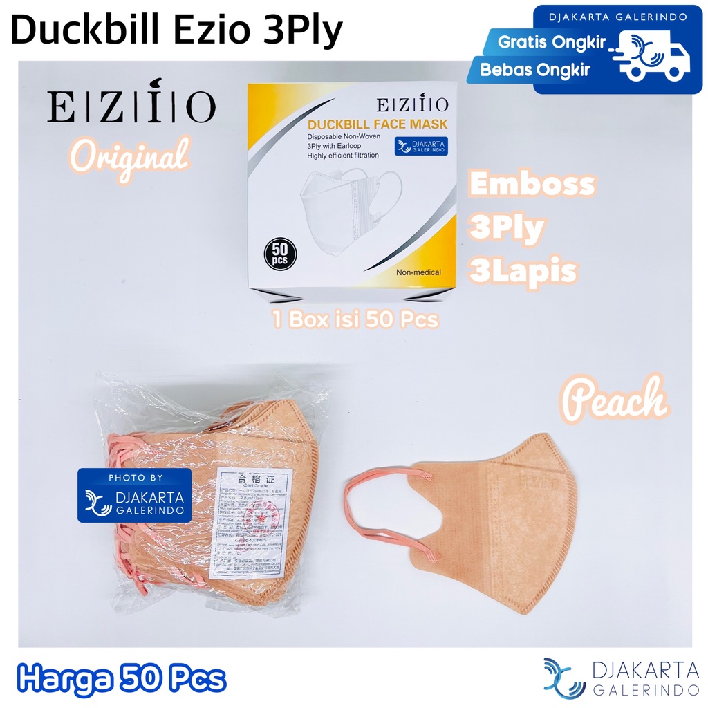 Masker Duckbill Ezio 3Ply Original isi 50Pcs