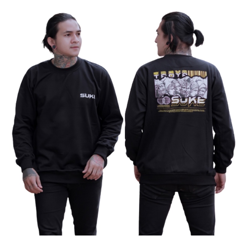 SUKE SWEATER CREWNECK AESTHETIC BLACK DEATH WHITE MURAH | SWEATER PRIA  KEREN | SWEATER WANITA TERBARU