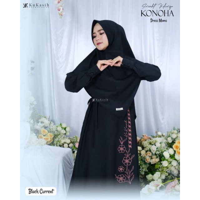 Gamis Konoha set Ori Kukasih bahan Deluxe Crepe Premium