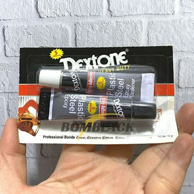 

LEM BESI 2 ELEMEN CAMPURAN DEXTONE 5 MENIT 12 GRAM LEM BESI DEXTONE LEM EPOXY SERBAGUNA