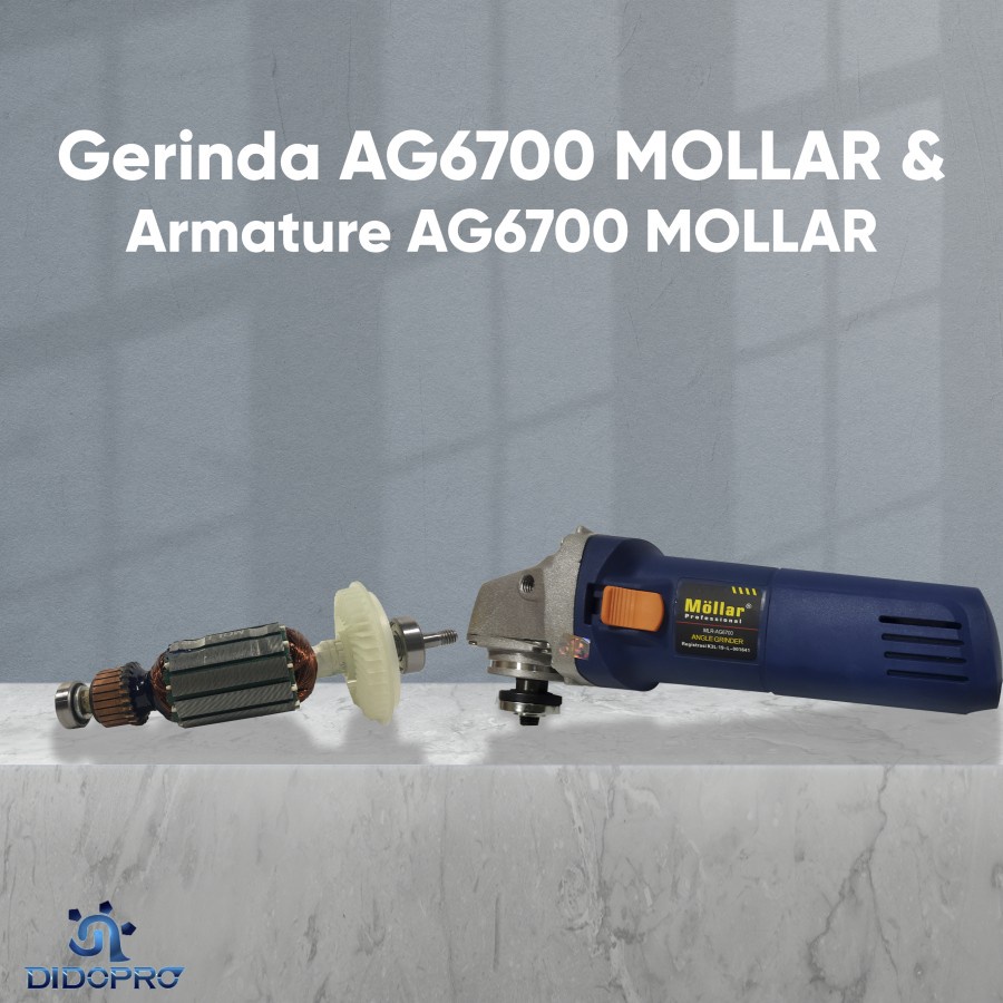 PAKET HEMAT MOLLAR AG6700 Mesin Gerinda 4&quot; Grinda Gurinda FREE Armature Angker Rotor AG 6700