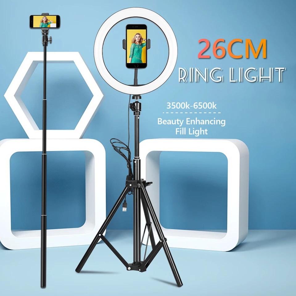 Tripod Tik Tok 2.1 Meter + Ring Light 26cm