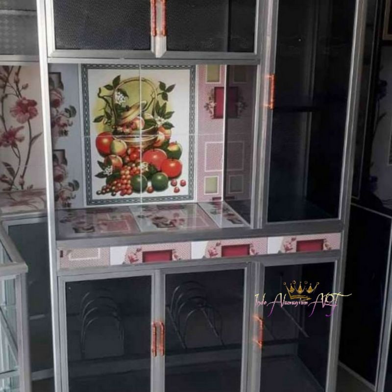 Lemari Dapur Sehat Minimalis Bahan Alumunium Kaca
