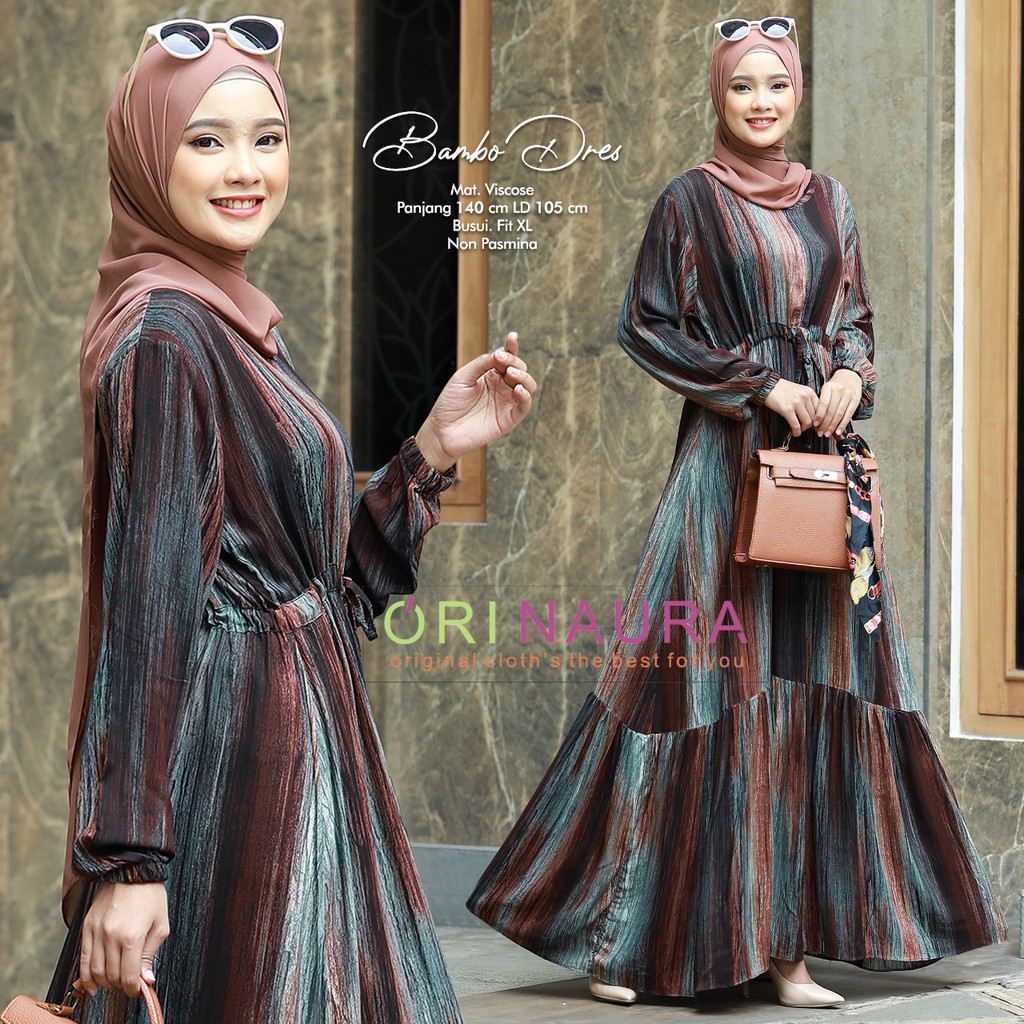 Bambo Dress Ori Naura Gamis Rayon Viscose