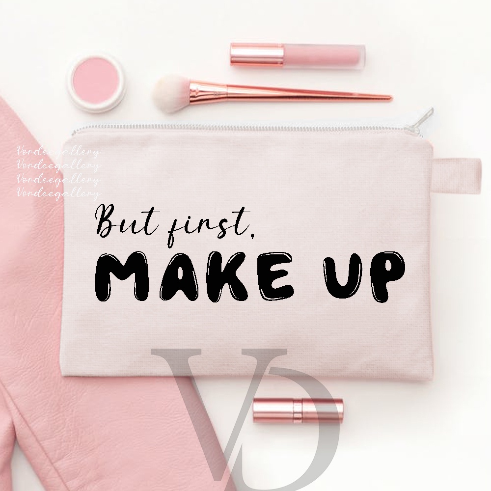 tempat make up / tas make up /pouch make up with quotes / pouch blacu custom