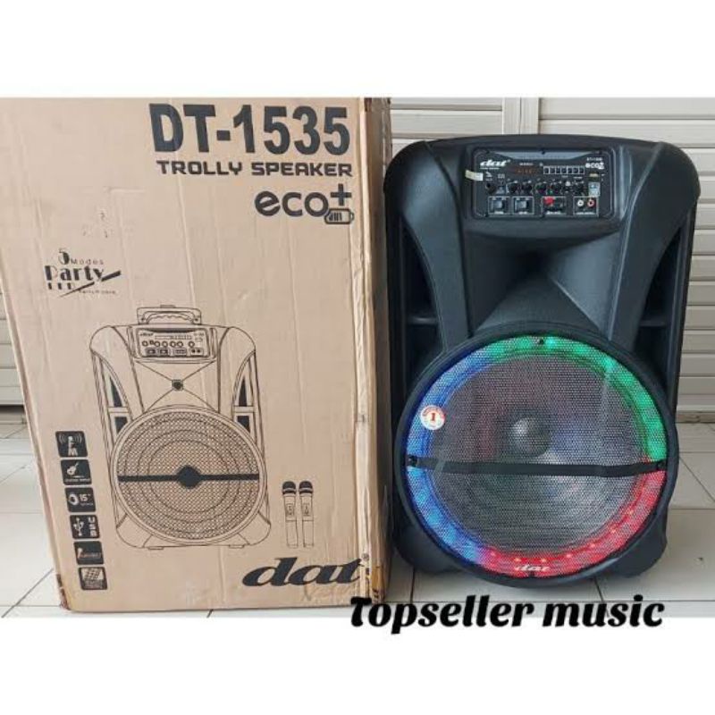 SPEAKER PORTABLE WIRELESS DAT DT-1535 ORIGINAL DAT 15 INCH-BLUETOOTH INCLUD 2 MIC