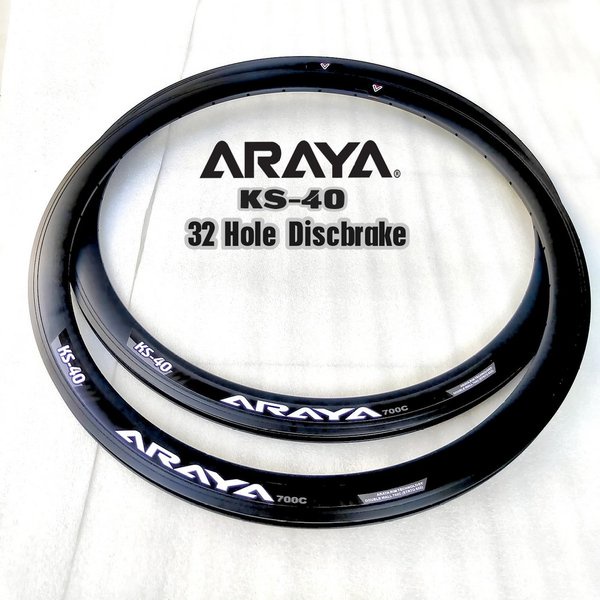 Rim 700c Double Wall Araya KS40 brakeline hitam 32hole bisa discbrake utk sepeda roadbike gravel