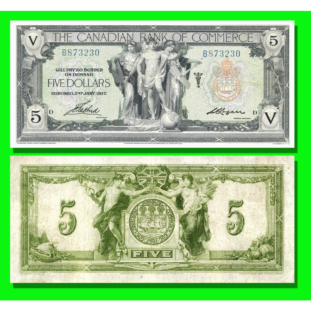 Uang Kuno 5 dollar canada tahun 1917 souvenir replika repro