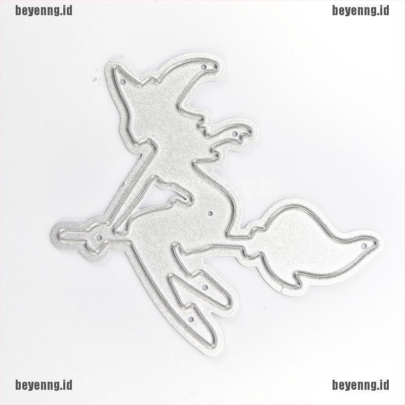 Cetakan Stensil Cutting Dies Motif Penyihir Halloween Bahan Metal Untuk Scrapbook / Craft Diy