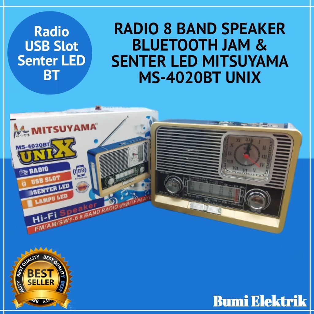 Radio Speaker bluetooth USB memory MITSUYAMA MS 4045BT / MS 4044BT / MS-4020BT UNIX 8 BAND radio 3 band Am/Fm/Sw