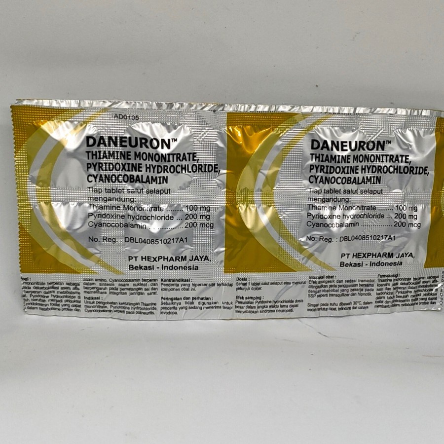 DANEURON 10 Tablet - Vitamin B1 B6 B12 BKompleks Strip