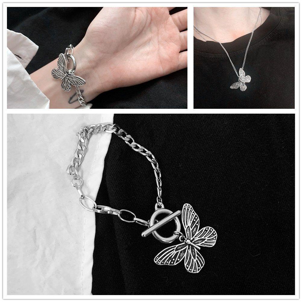 Lily Butterfly Gelang Kalung Korea Pesta Perhiasan Hadiah Rantai Klavikula