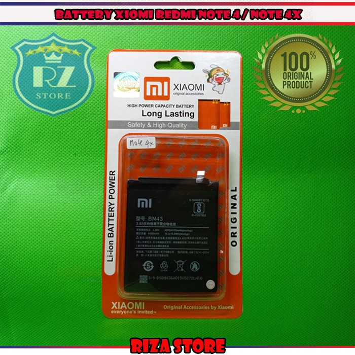 BATTERY HANDPHONE - BATRE HP XIOMI - BATERAI XIAOMI REDMI NOTE 4 - NOTE 4X BN43 - ORIGINAL