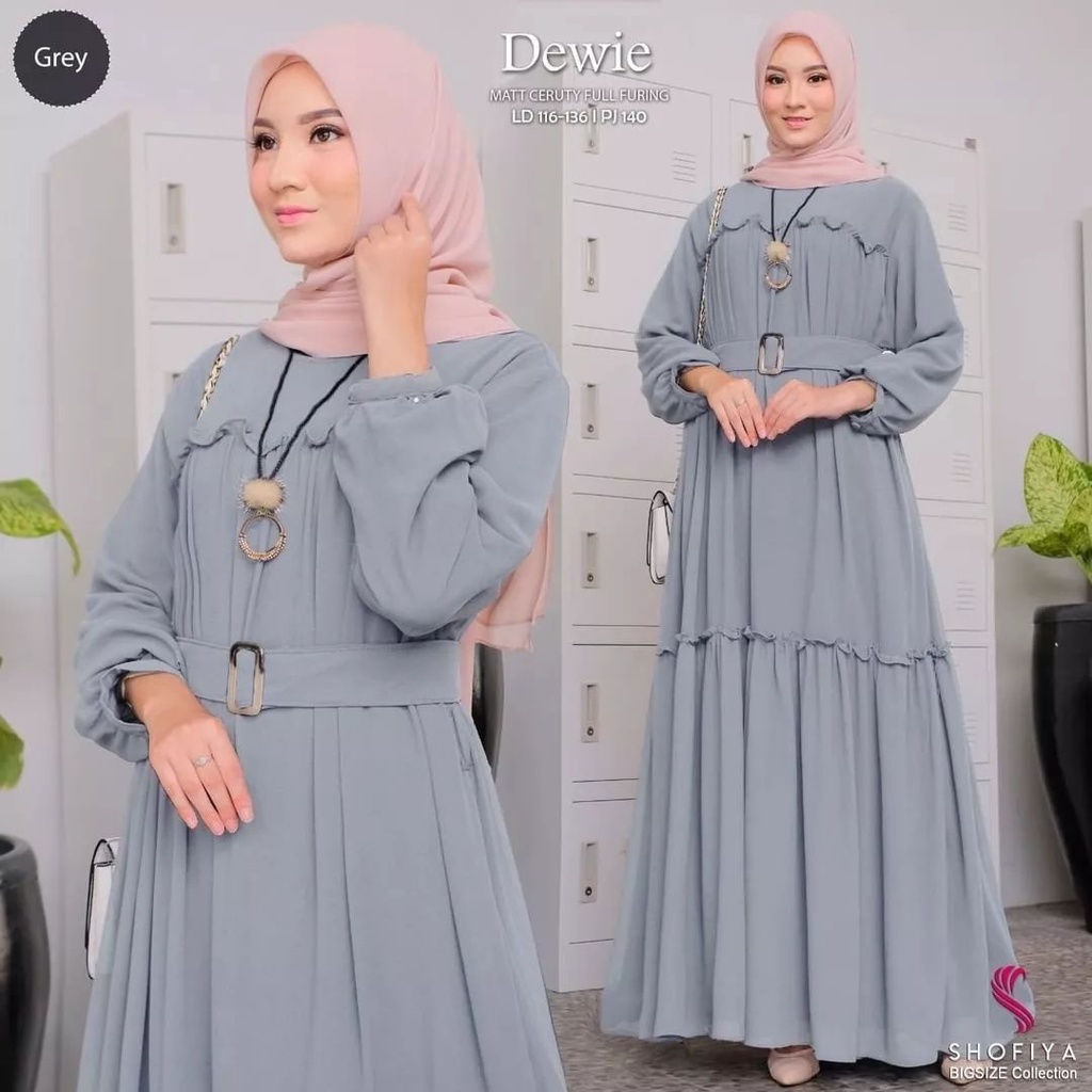 DEWIE DRESS BL CERUTY BABYDOLL FULL PURING LD 110 CM PB 140 CM FREE BELT GAMIS WANITA TERBARU 2023 KEKINIAN DRESS PUTIH WANITA MOTIF POLOS MAXI DRESS JUMBO VIRAL