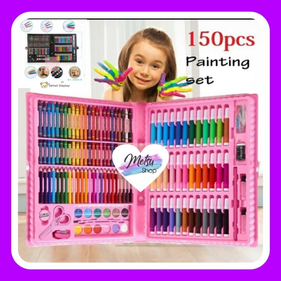 

Perlengkapan Mewarnai 1set Isi 150pcs Crayon Cet Cet Mewarnai Edukasi