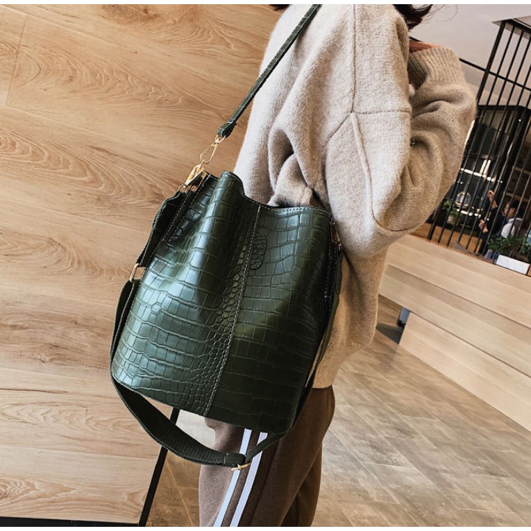 JK 967  TAS HANDBAG IMPORT SELEMPANG FASHION BUCKET MOTIF CROCO