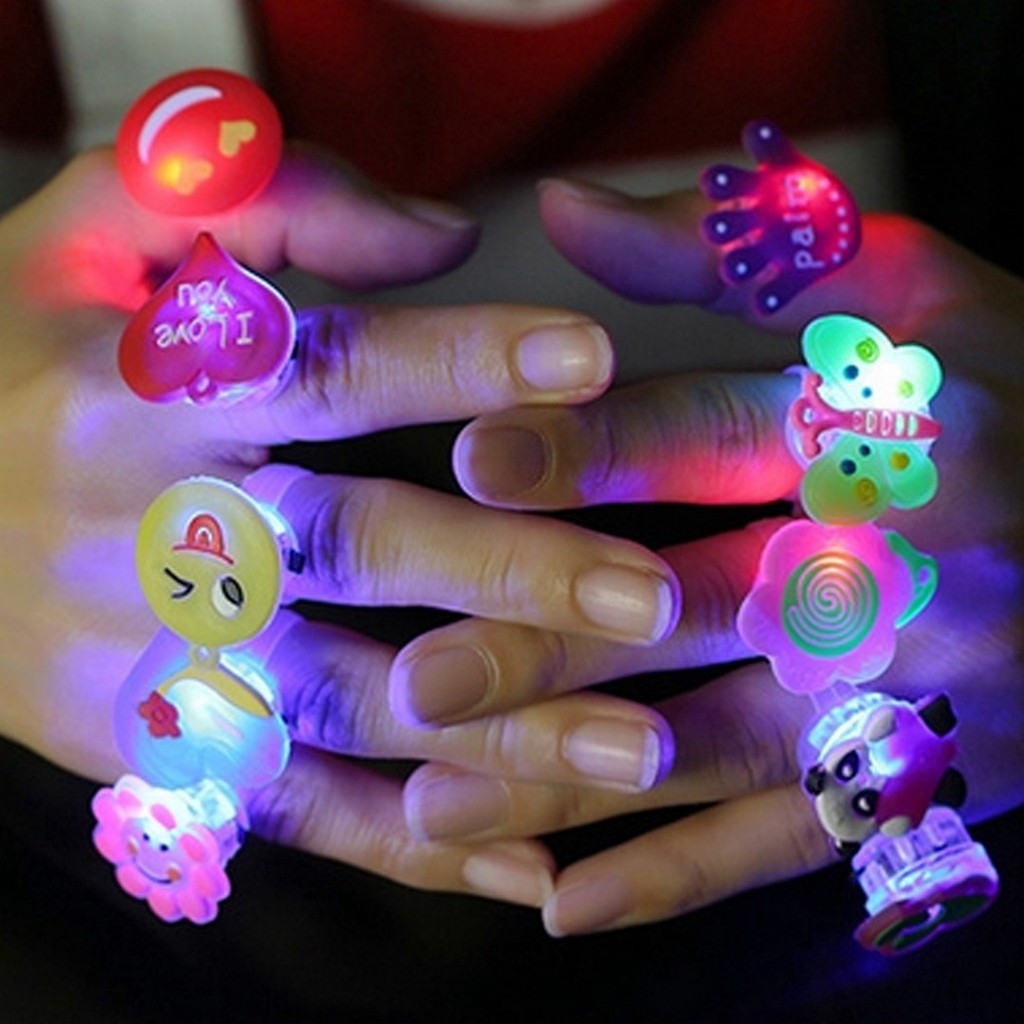 Paket 2 pcs Cincin Kartun Lampu LED Mainan Anak