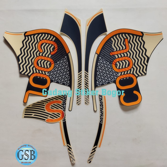 STRIPING STIKER LIS LES BODY MOTOR HONDA SCOOPY FASION 2021 BIRU-CREAM