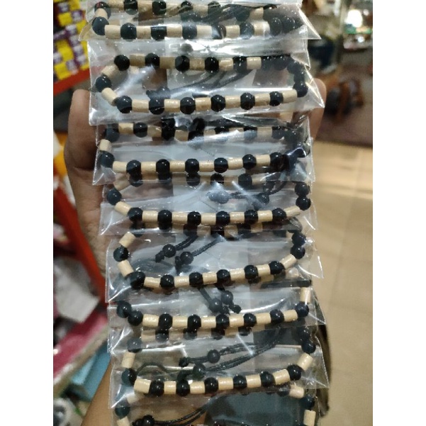 (70gr) 6pcs gelang tangan tali remaja-Manik bulat 6pcs