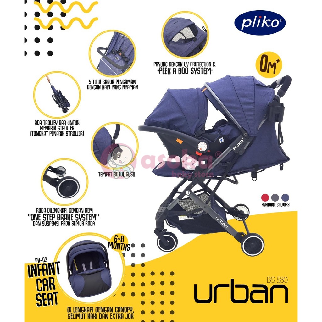 Stroller dan Car Seat Pliko Urban Travel System BS-580 Kereta Dorong ASOKA