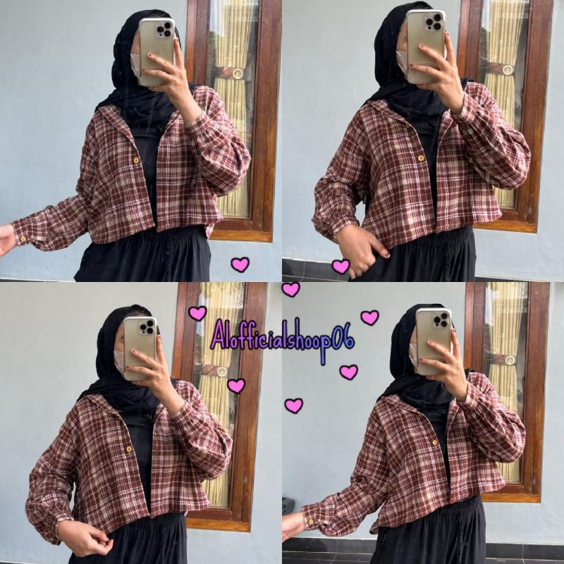 CROP TOP FLANEL / KEMEJA FLANEL WANITA / KEMEJA CROP / KEMEJA WANITA TERBARU-Al 33