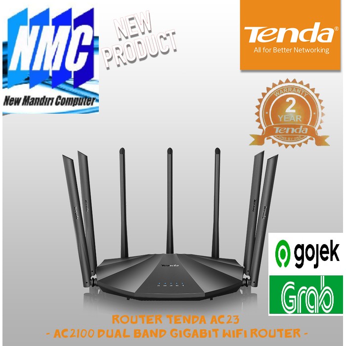 Tenda AC23 2.4GHz + 5GHz AC2100Mpps Nirkabel 7 Antena