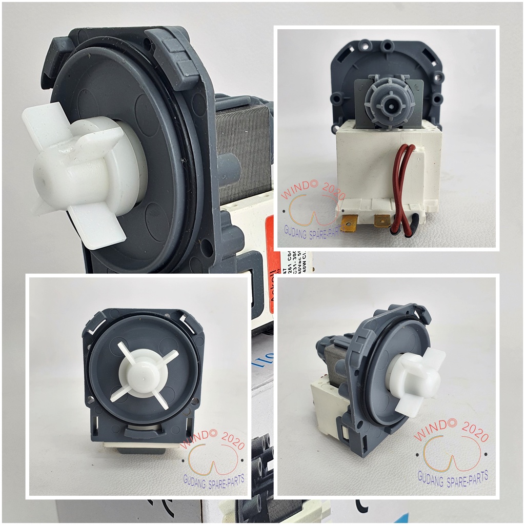 DRAIN PUMP KOTAK ELECTROLUX | POMPA DREN MESIN CUCI PRONT LOADING | MOTOR BUANGAN AIR UMUM UNIVERSAL