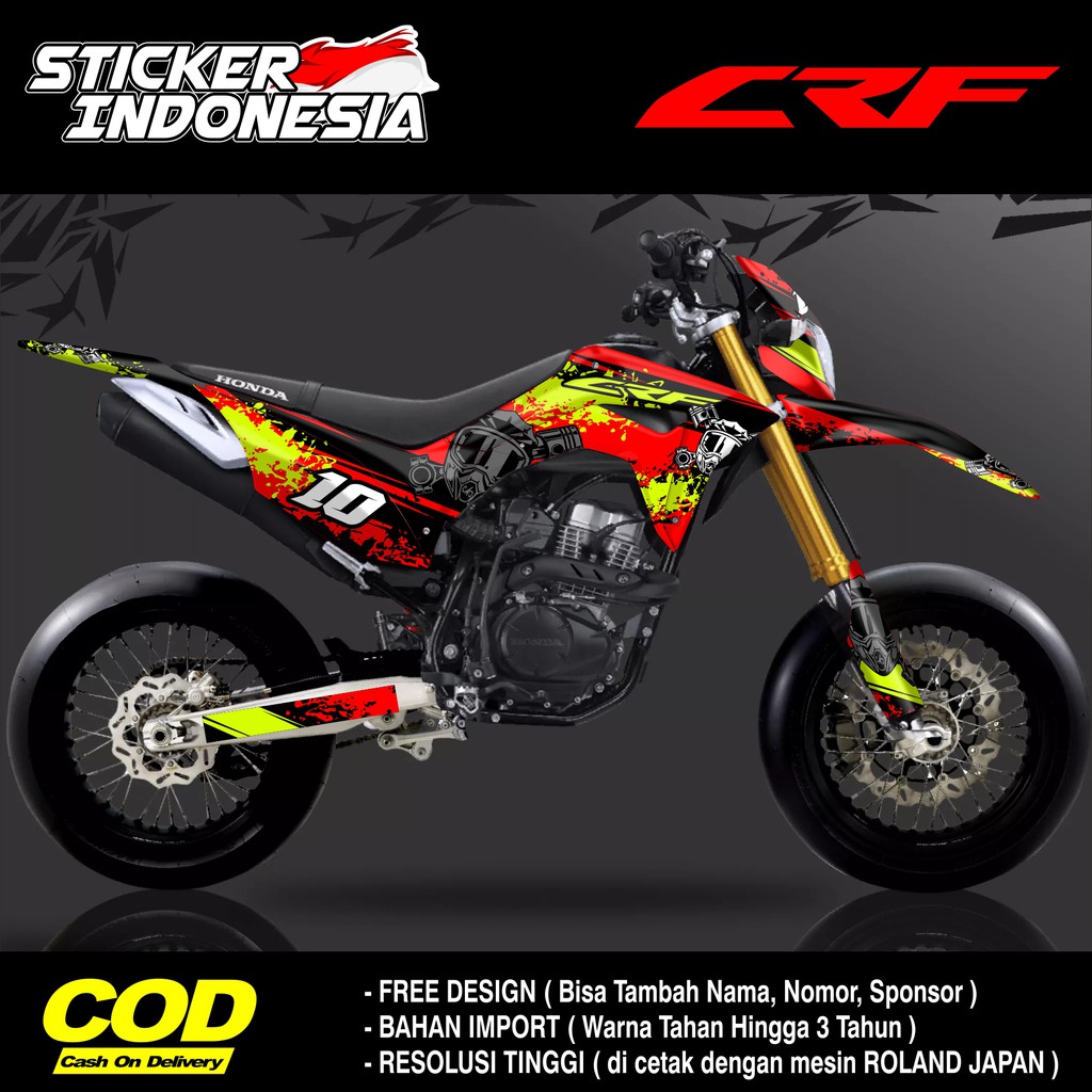 STICKER DECAL Trail CRF STRIPING FULL BODY MERAH BERCAK HIJAU PUPUS