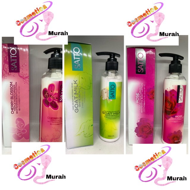 lotion [ 250 ml kemasan pump ] satto hand body lotion triple whitening // satto super whitening lotion