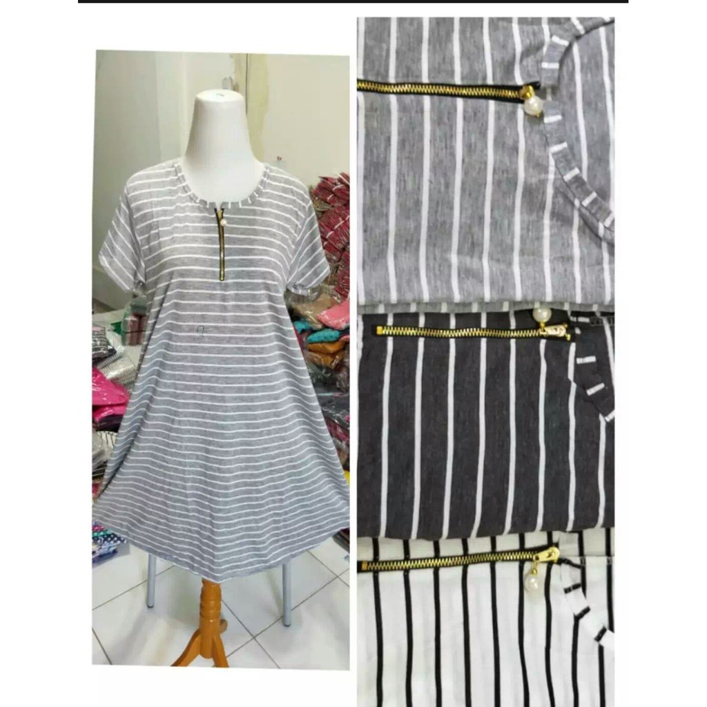 Tq88indonesia Fashion Baju Dress Salur Busui / Dres Lengan Pendek / Busana Santai Wanita Terbaru / Ootd