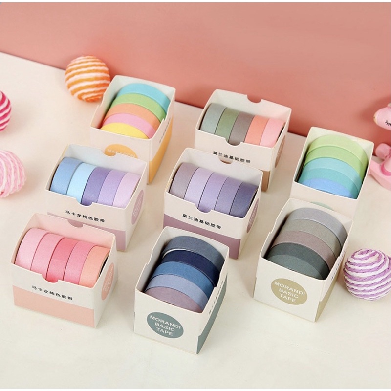 

Masking Tape Set 5pcs Essential Collection / Isolasi Lucu / Isolasi Journaling