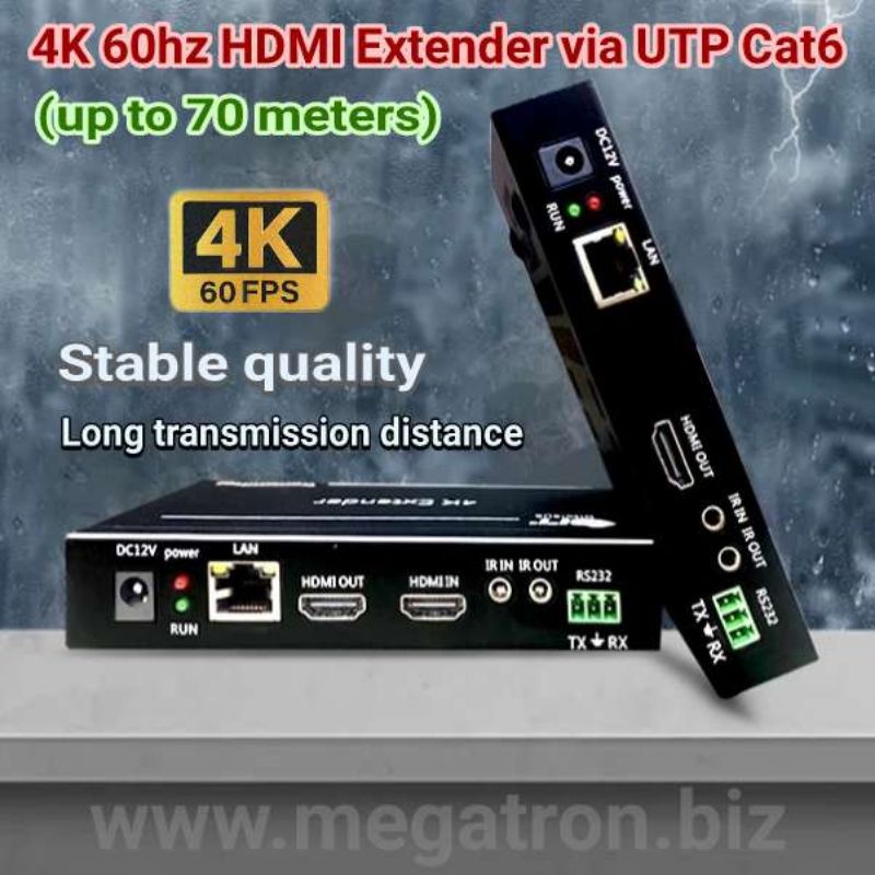 4K HDMI extender via UTP Cat6 - up to 70m - Support 4K 60Hz