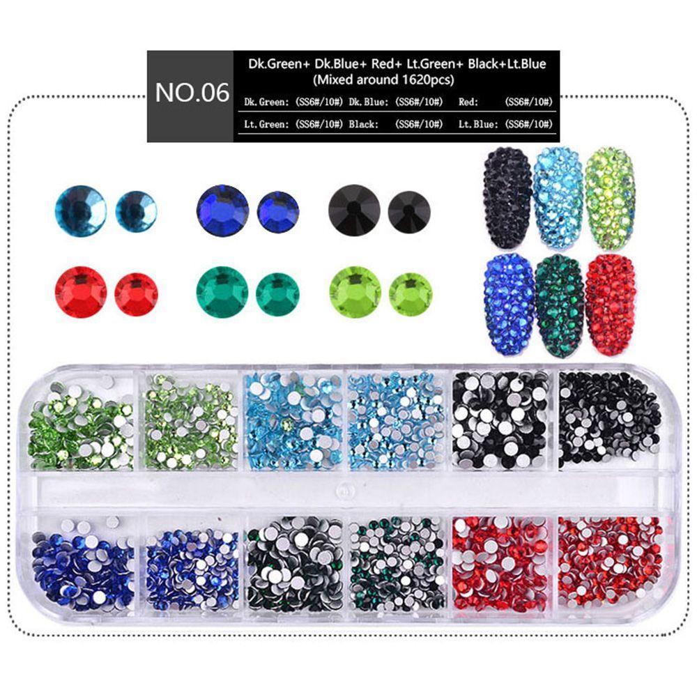 AUGUSTINA Pesona Nail Art Agustina Shiny 1kotak Dekorasi 3D Manicure Flatback AB Kristal Ukuran Campur