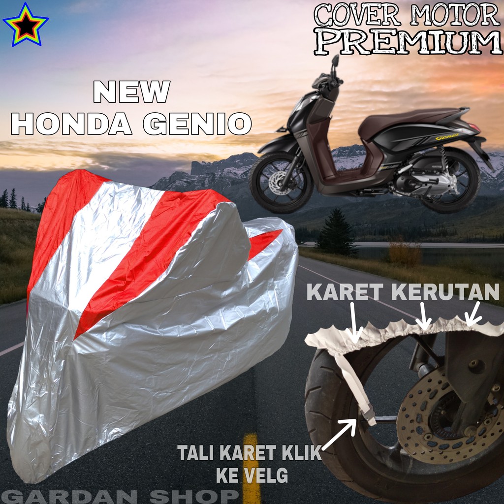 Sarung Motor NEW HONDA GENIO Silver MERAH Body Cover Penutup Motor New Honda Genio PREMIUM