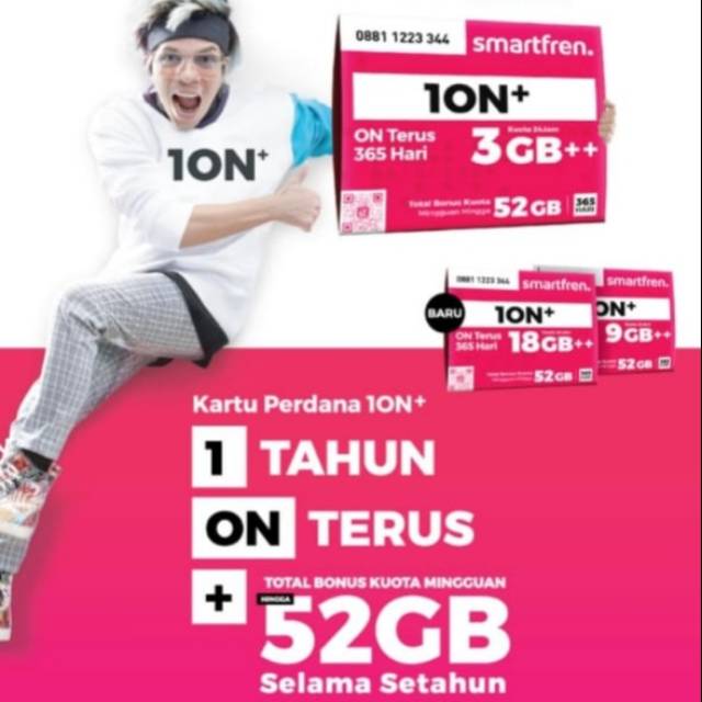 Kartu Perdana Smartfren 1ON+ (ion plus) Kuota 18GB++