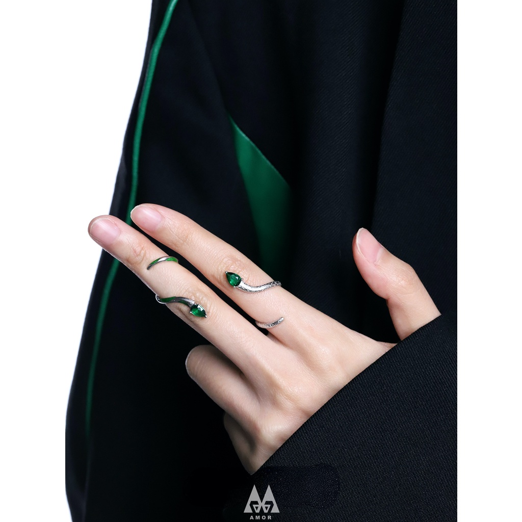 Cincin Model Ekor Ular Warna Hijau Untuk unisex