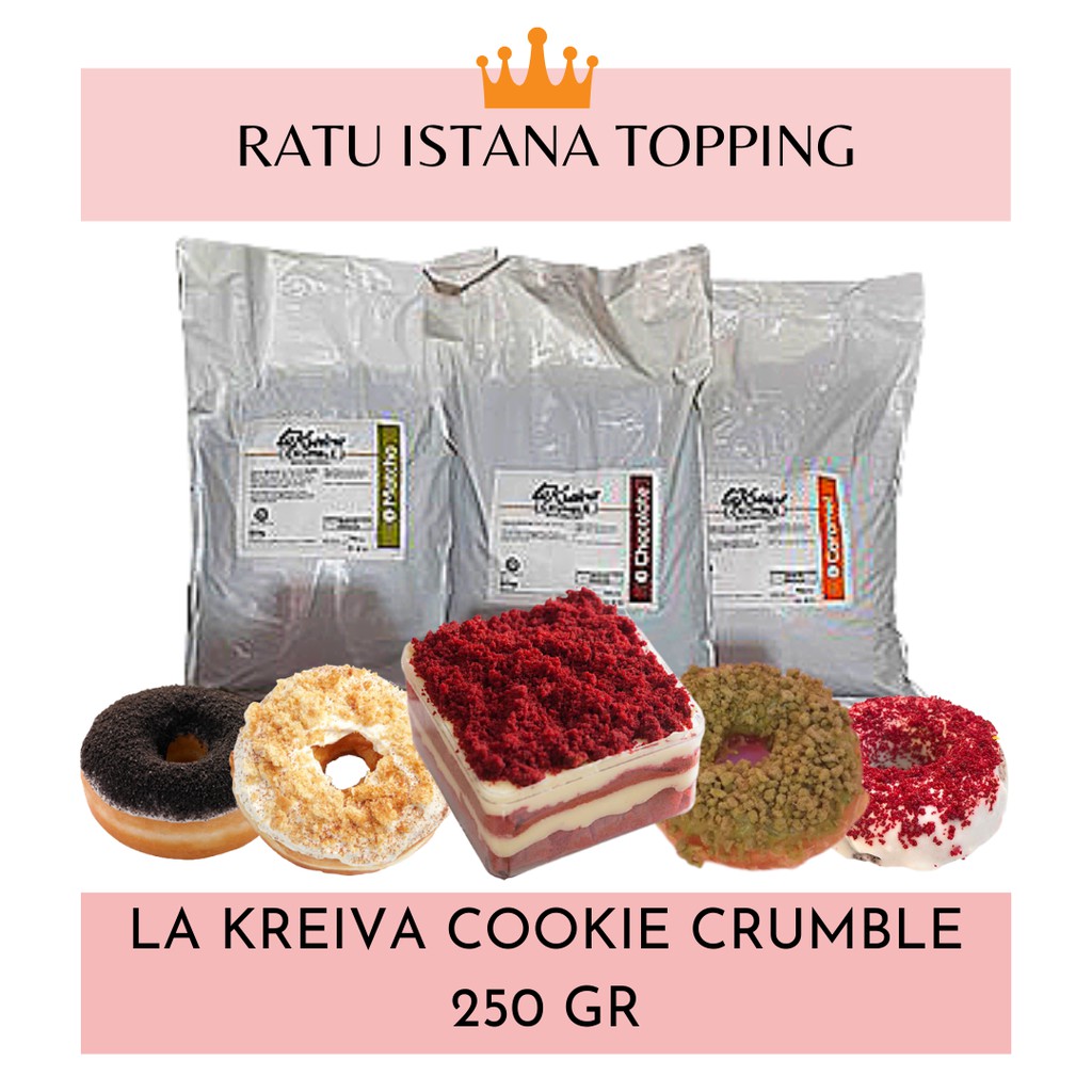 

LA KREIVA FINE CRUMBLE (REPACK) 250 GR-COOKIE CRUMBLE-TOPPING DONAT-TOPING PISANG COKLAT