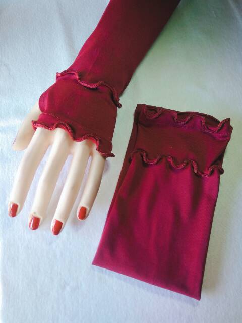 Handsock jempol curly senada+combi/handsock jempol/handsok curly/manset tangan/maset syari/gamis