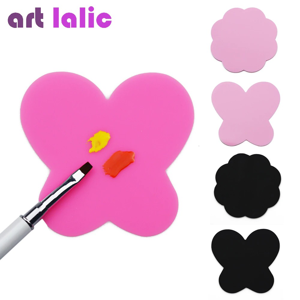 

2 Pcs/set Silikon Palet Cat Mat Butterfly Plum Blossom Lipat Dicuci Nail Art Stamping Pad DIY