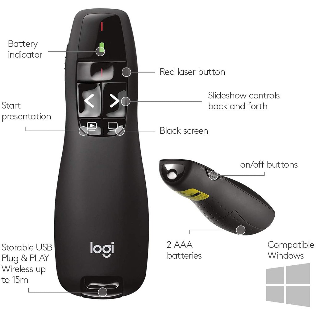 LOGITECH WIRELESS PRESENTER R400 Laser Pointer Presentasi