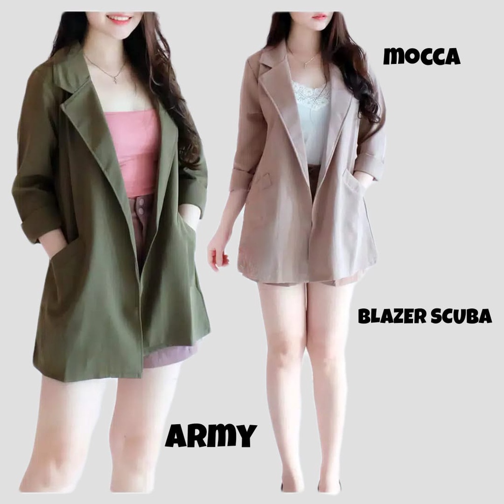 BLAZER WANITA/OUTER BLAZER BASIC SCUBA/BLAZER WANITA KOREA/OUTER POLOS SCUBA