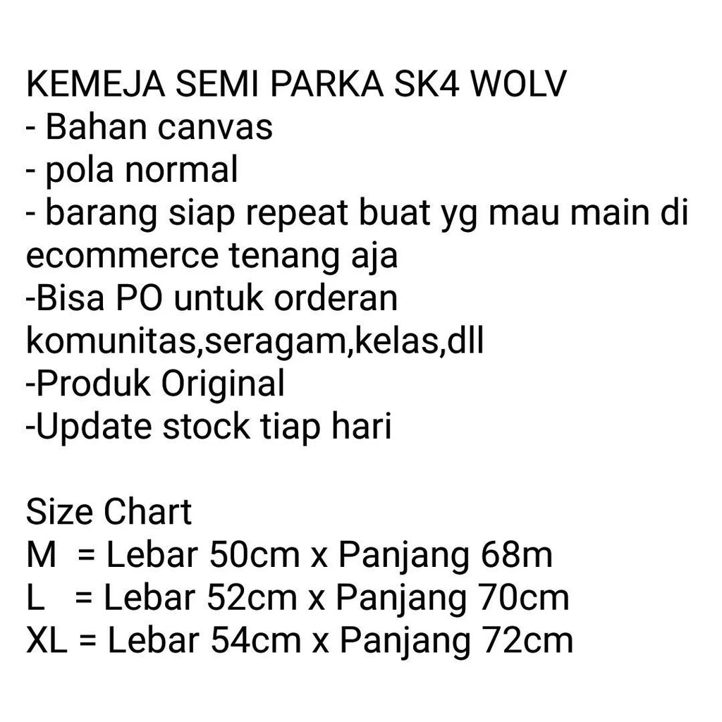 SEMI PARKA ORIGINAL WOLV SK4 TERSEDIA 4 WARNA