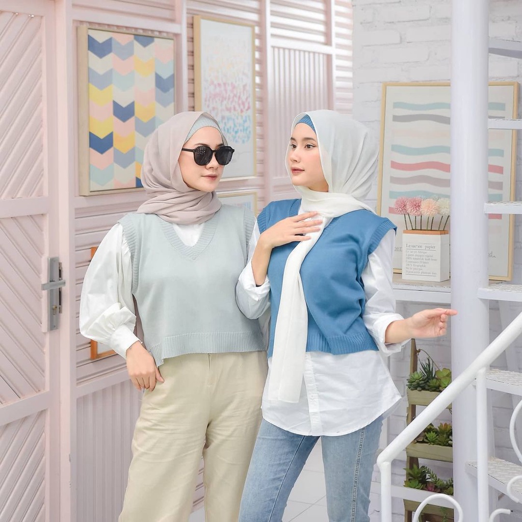 NOUSKA - BANDANA VEST Rompi Rajut Korea Lucu Crop Top Korean Style