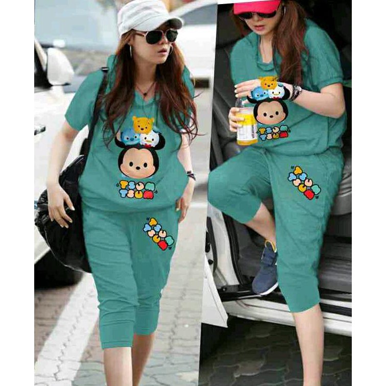 Setelan Hoodie Tsum Friends - Hijau Tosca