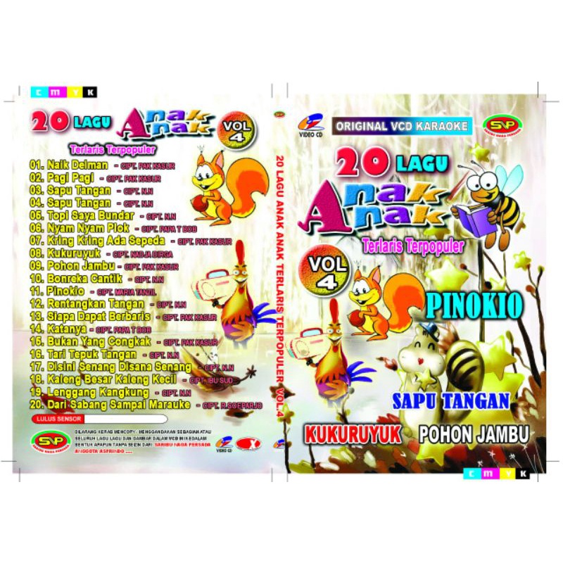 Kaset lagu anak original vcd karaoke 20 lagu anak-anak terlaris terpopuler vol.4