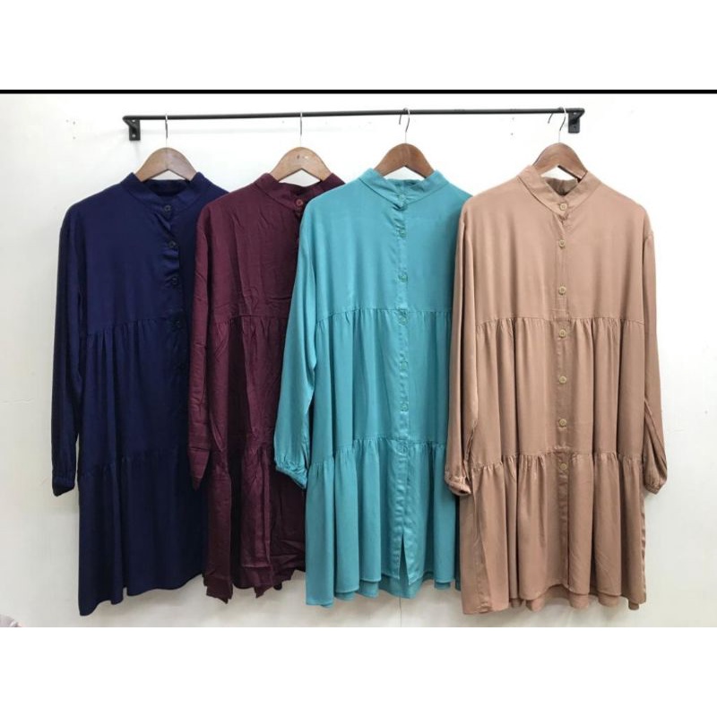 Tunik Rempel Rayon Twill  Polos Import